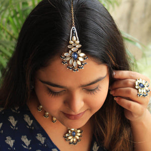 Floral Grace Kundan Maang Tikka - BeAbhika.com
