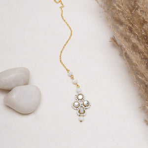 Minimalist White Pearl Maangtikka - BeAbhika.com