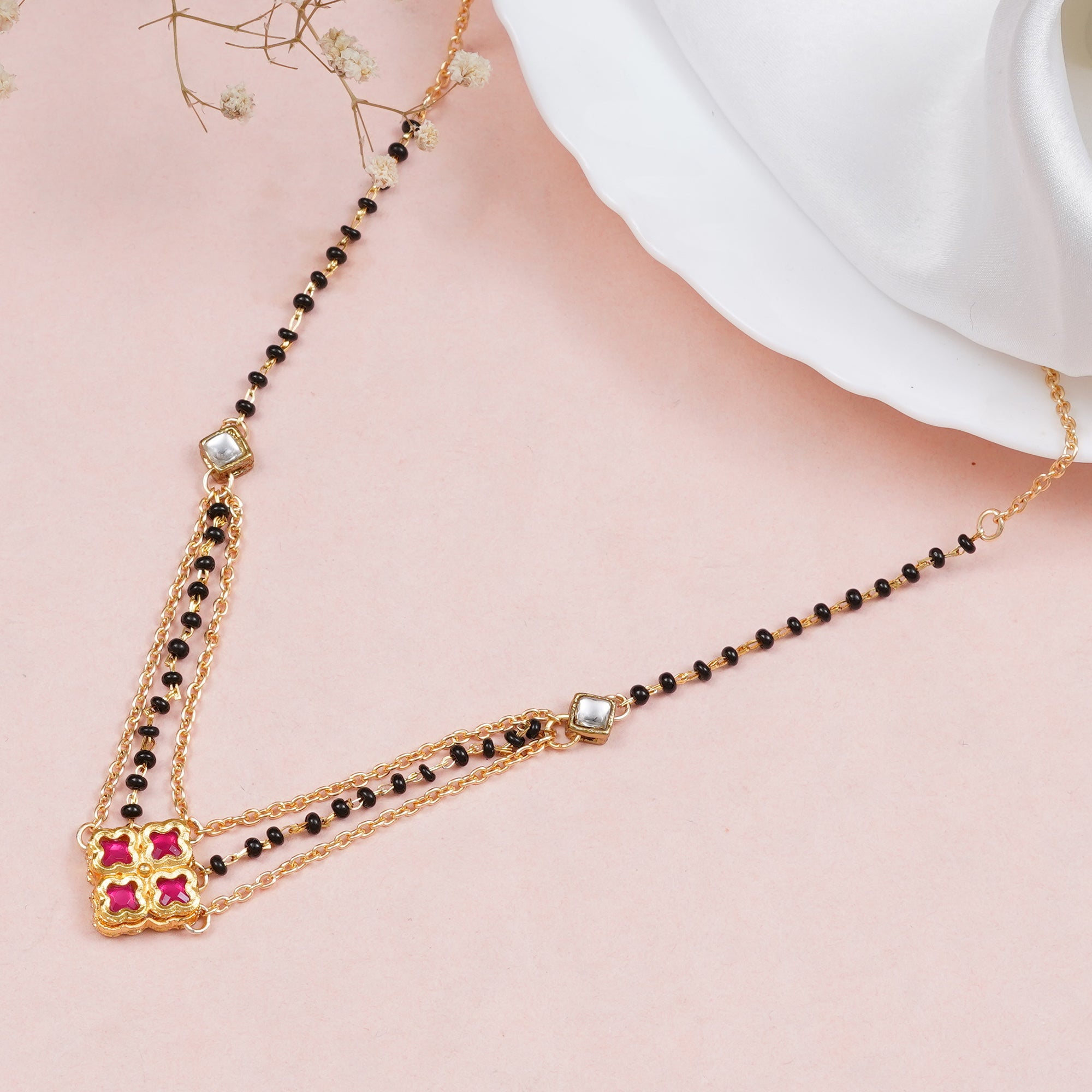 Gold tone black beads mangalsutra necklace for women traditional design perfect for daily wear designer bridal mangalsutra