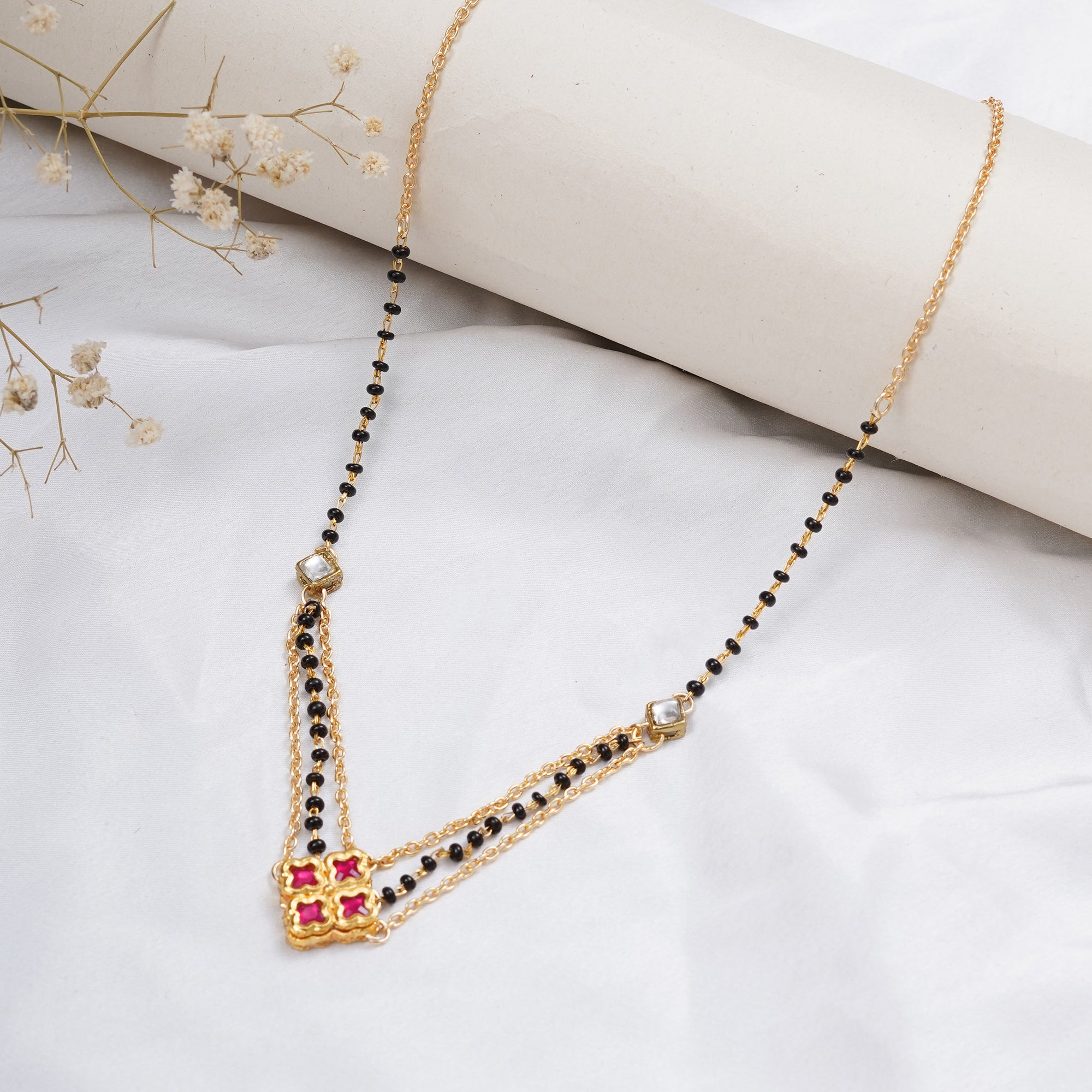 Gold tone black beads mangalsutra necklace for women traditional design perfect for daily wear designer bridal mangalsutra