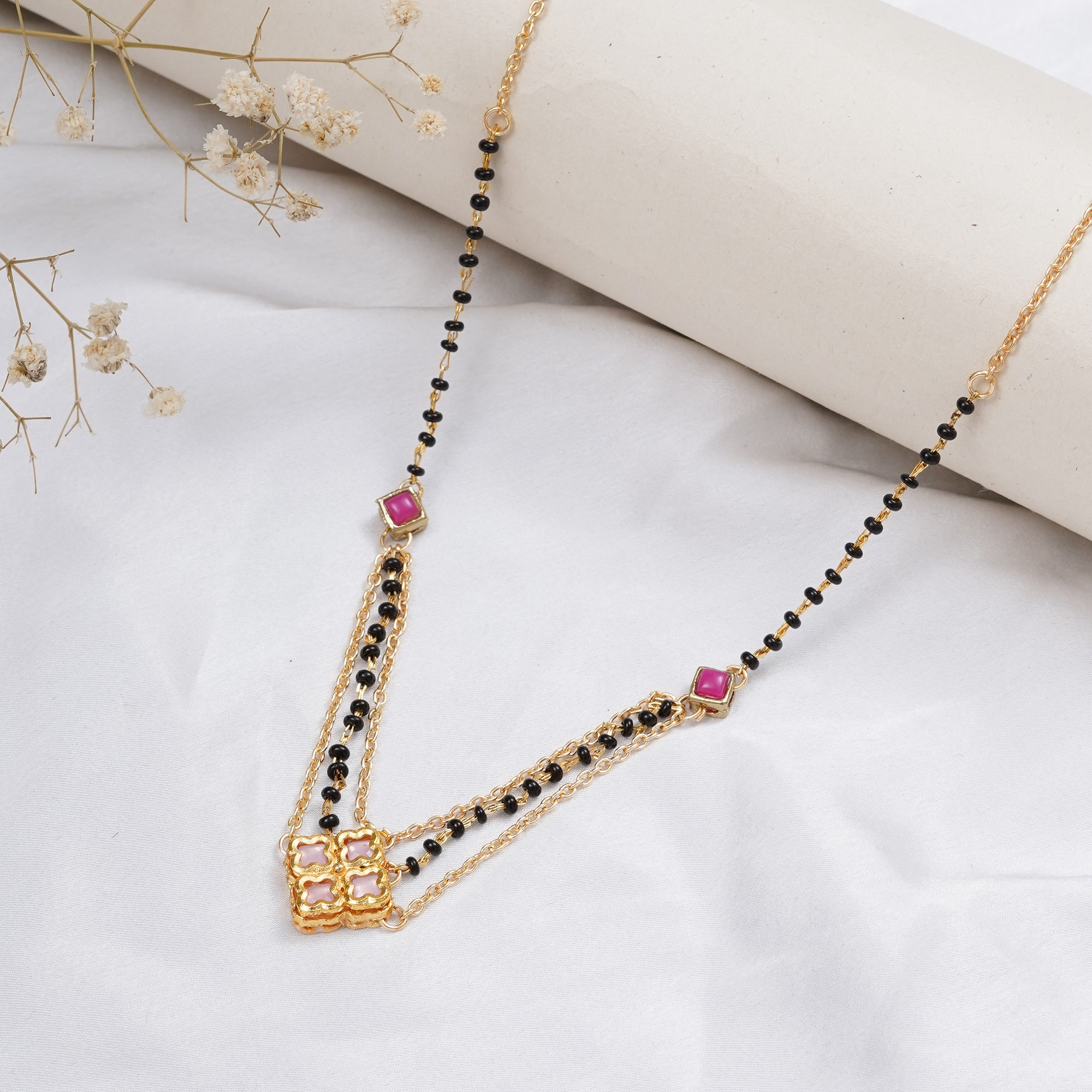 Gold tone black beads mangalsutra necklace for women traditional design perfect for daily wear designer bridal mangalsutra