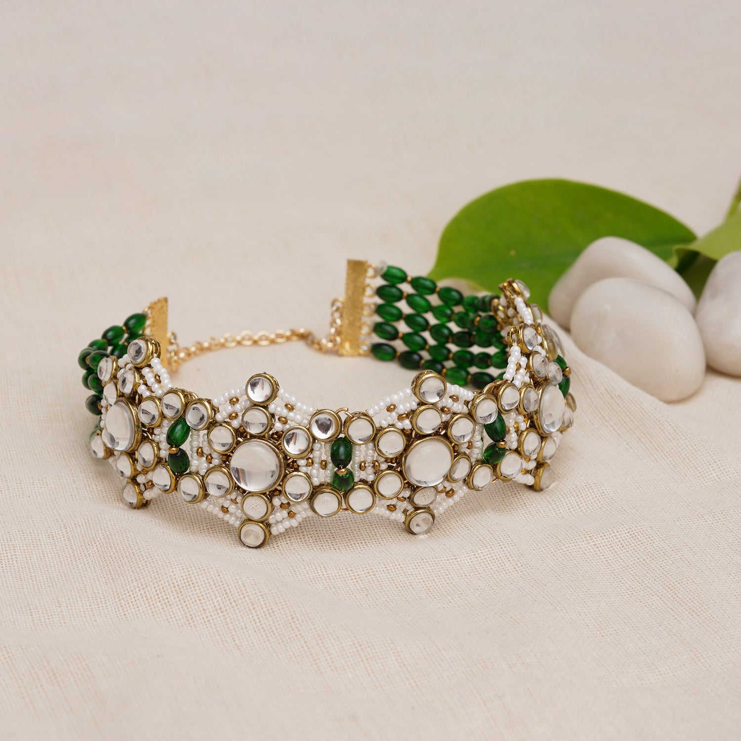 Ethereal Green Kundan Choker Necklace