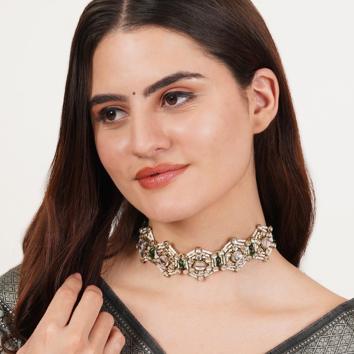 Ethereal Green Kundan Choker Necklace