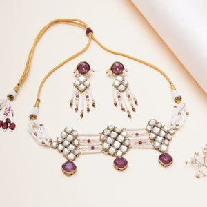 Purple Kundan paradise choker set