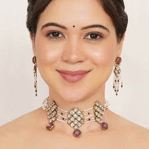 Purple Kundan paradise choker set