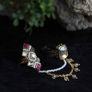 Champere Cocktail Two Finger Ring - BeAbhika.com