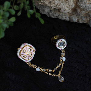 Enamelled Beauty two-finger ring - BeAbhika.com