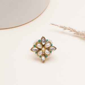 Kundan & Pearl Floral Ring