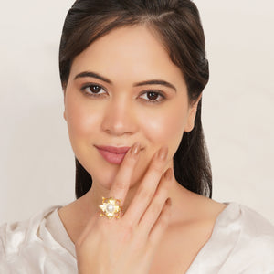 Lotus Pearl Statement Ring