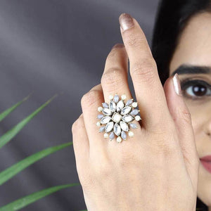 Pearl Twirl Grey Ring - BeAbhika.com