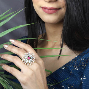 Pearl Twirl Pink Ring - BeAbhika.com