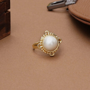 Royal Pearl Halo Ring
