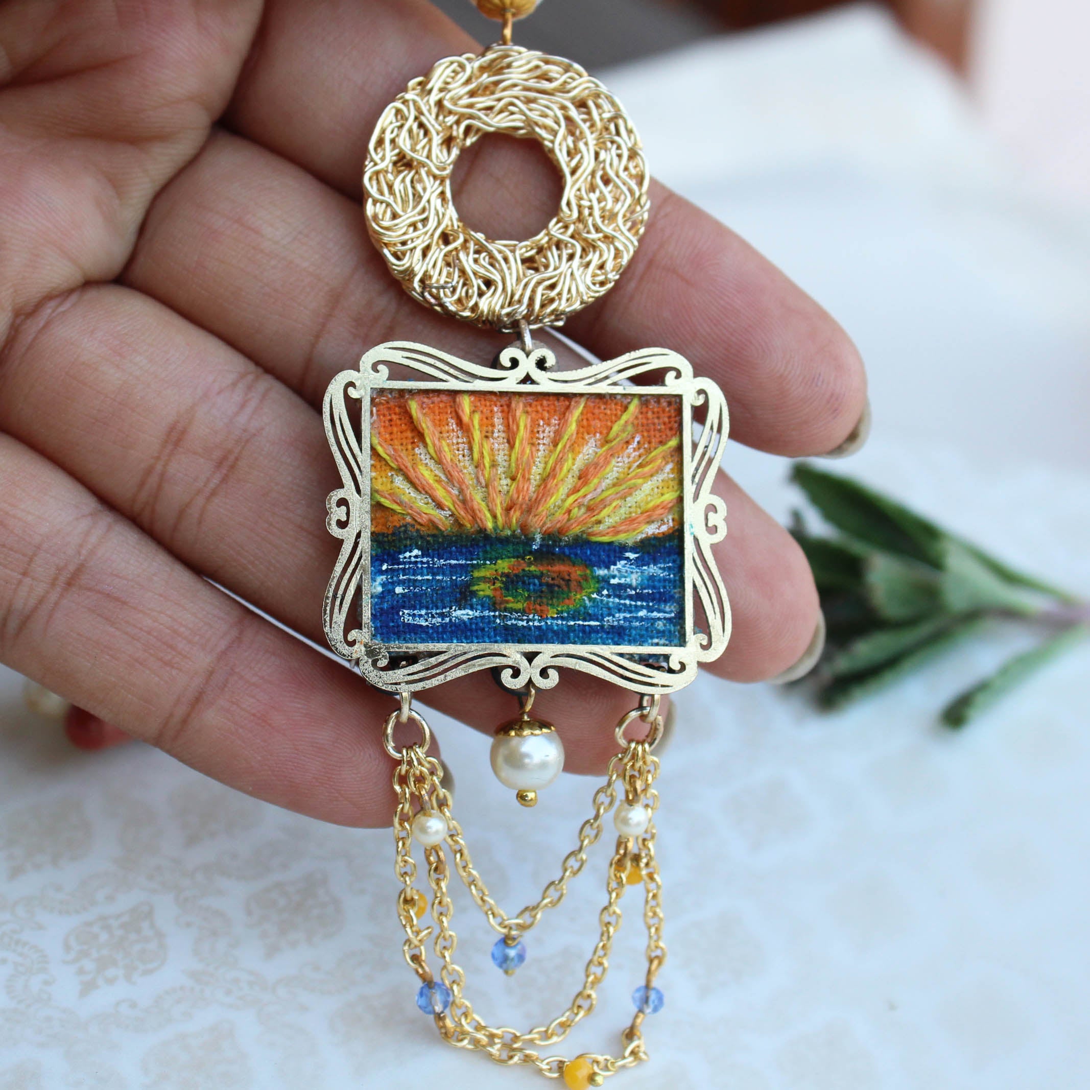 BeAbhika Hand Embroidered Sunset Beach Lover Bhabhi Lumba Rakhi With Fridge Magnet Designer Unqiue Famous Rakhi Lightweight Easy To Tie Rakhi Available At Best Price In India Online COD Available Send Rakhi To Brother Bhabhi Lumba Abroad With Roli Chawal Capsules