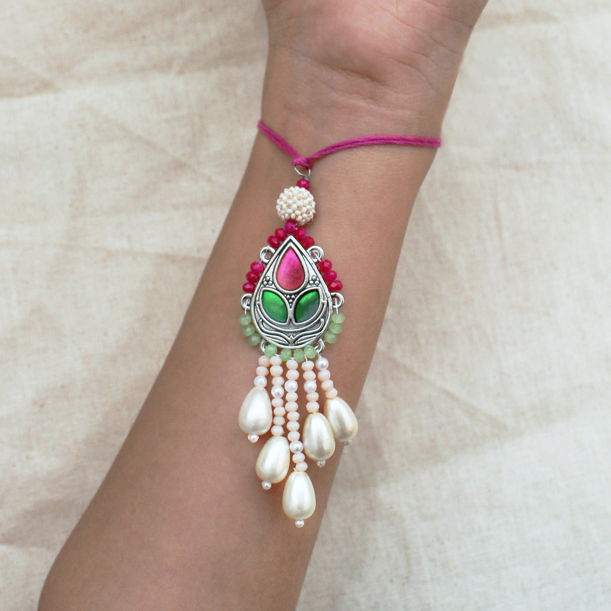 Regal Blossom Vivid Vintage Rakhi Lumba Set