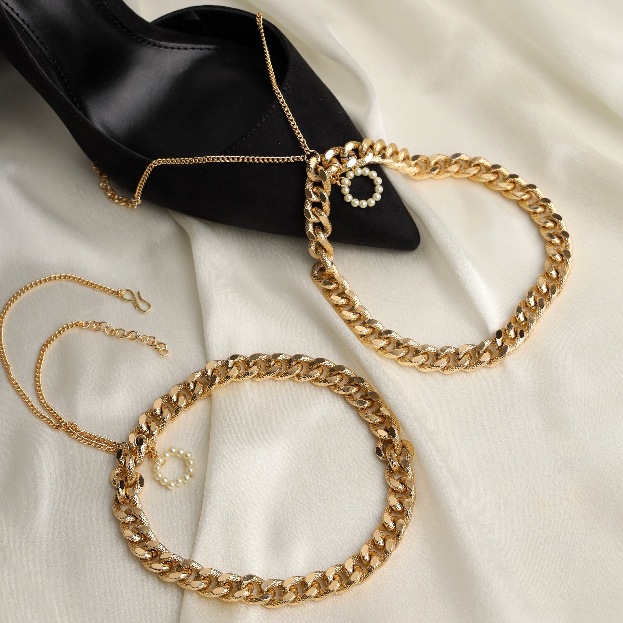 Pearl and Power Chain Heel Wrap - Set Of 2