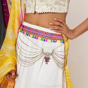 Oxidized Silver Multistrand Waistbelt with Beads - BeAbhika.com