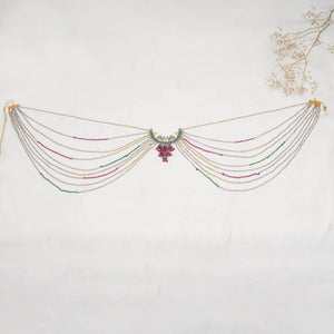 Oxidized Silver Multistrand Waistbelt with Beads - BeAbhika.com