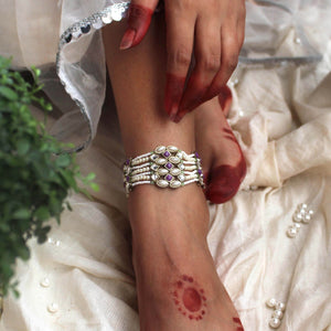 Pearl Twirl Adjustable Anklet - Set Of 2 Pieces - BeAbhika.com