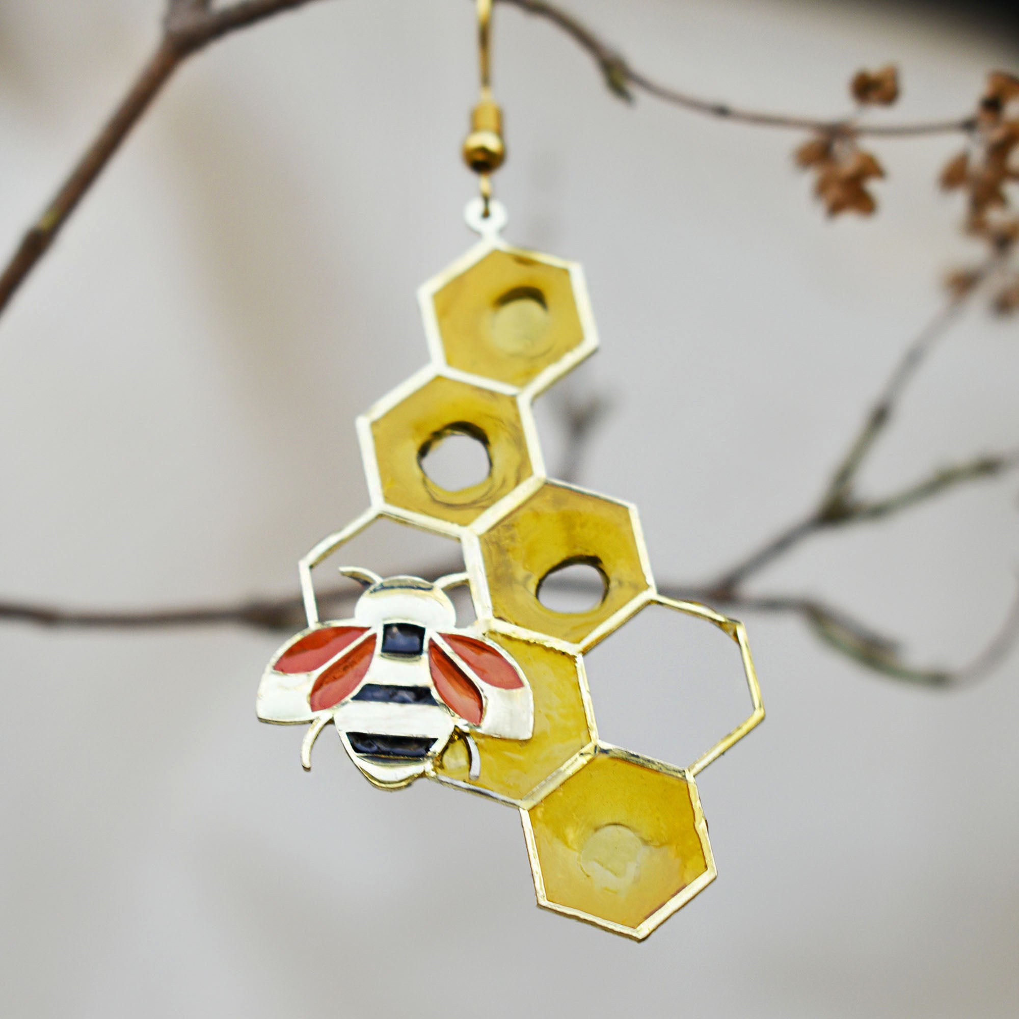 Honey Bee Theme Resin Earrings