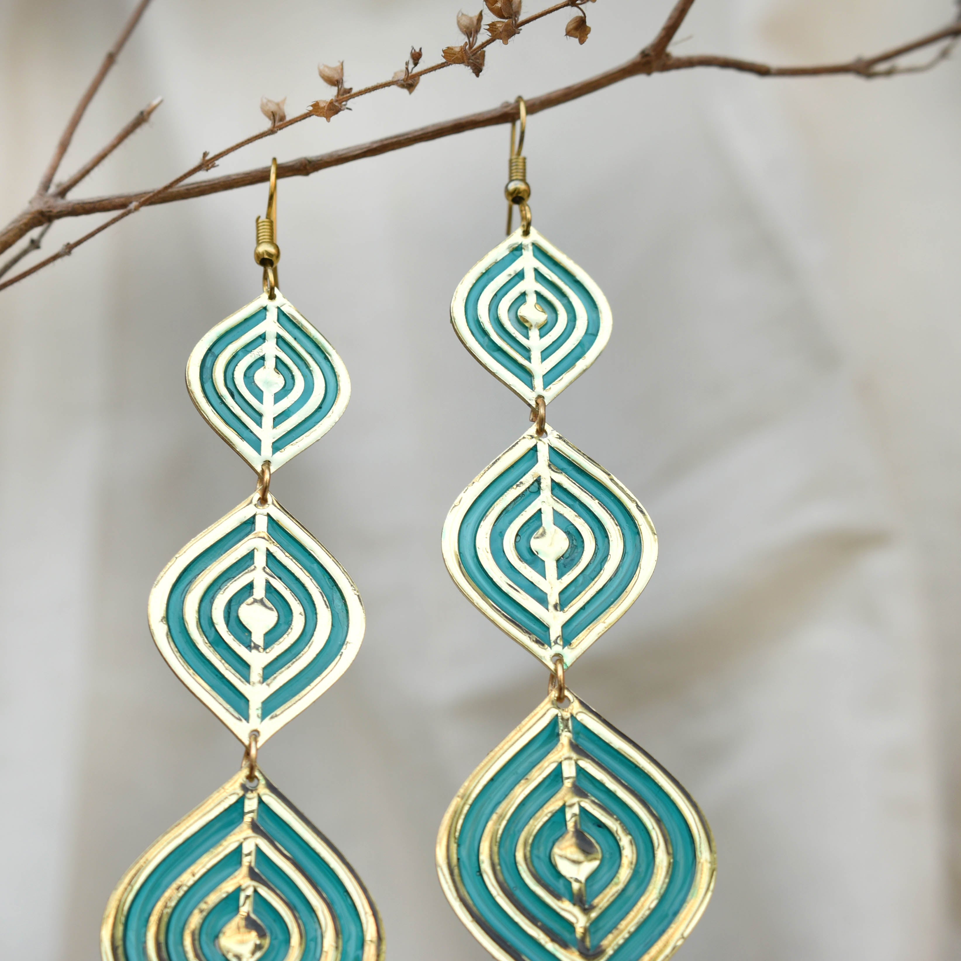 Aqua Ripple Resin Earrings