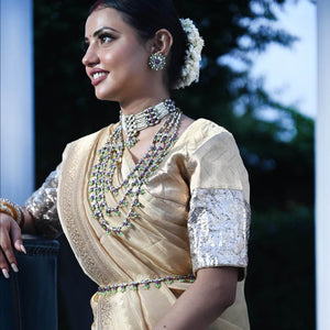 Pearl Twirl Ful Set With Long Haar, Choker, Ring, Maangtikka, Bracelet & Earrings - BeAbhika.com