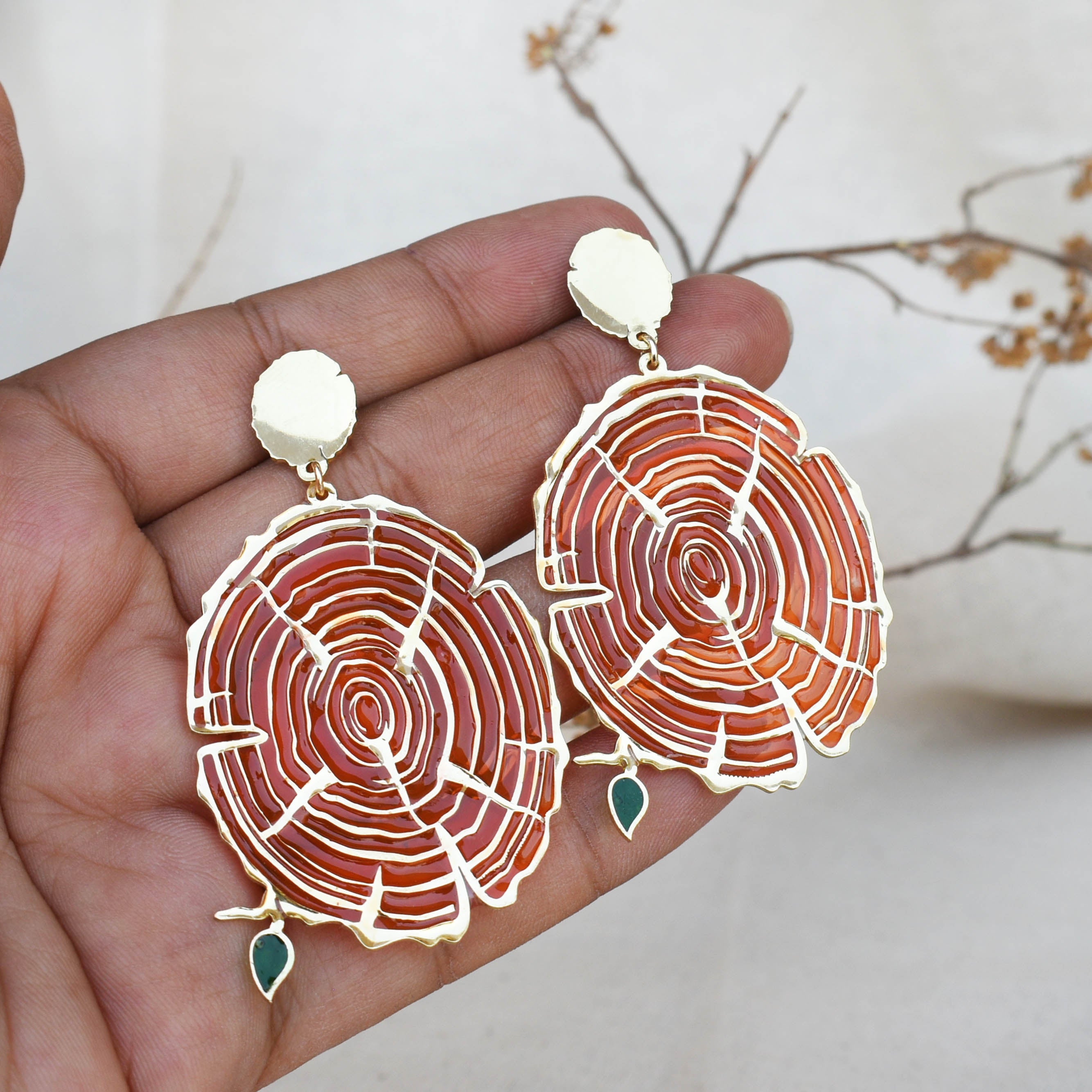 Wooden Bark Resin Earrings