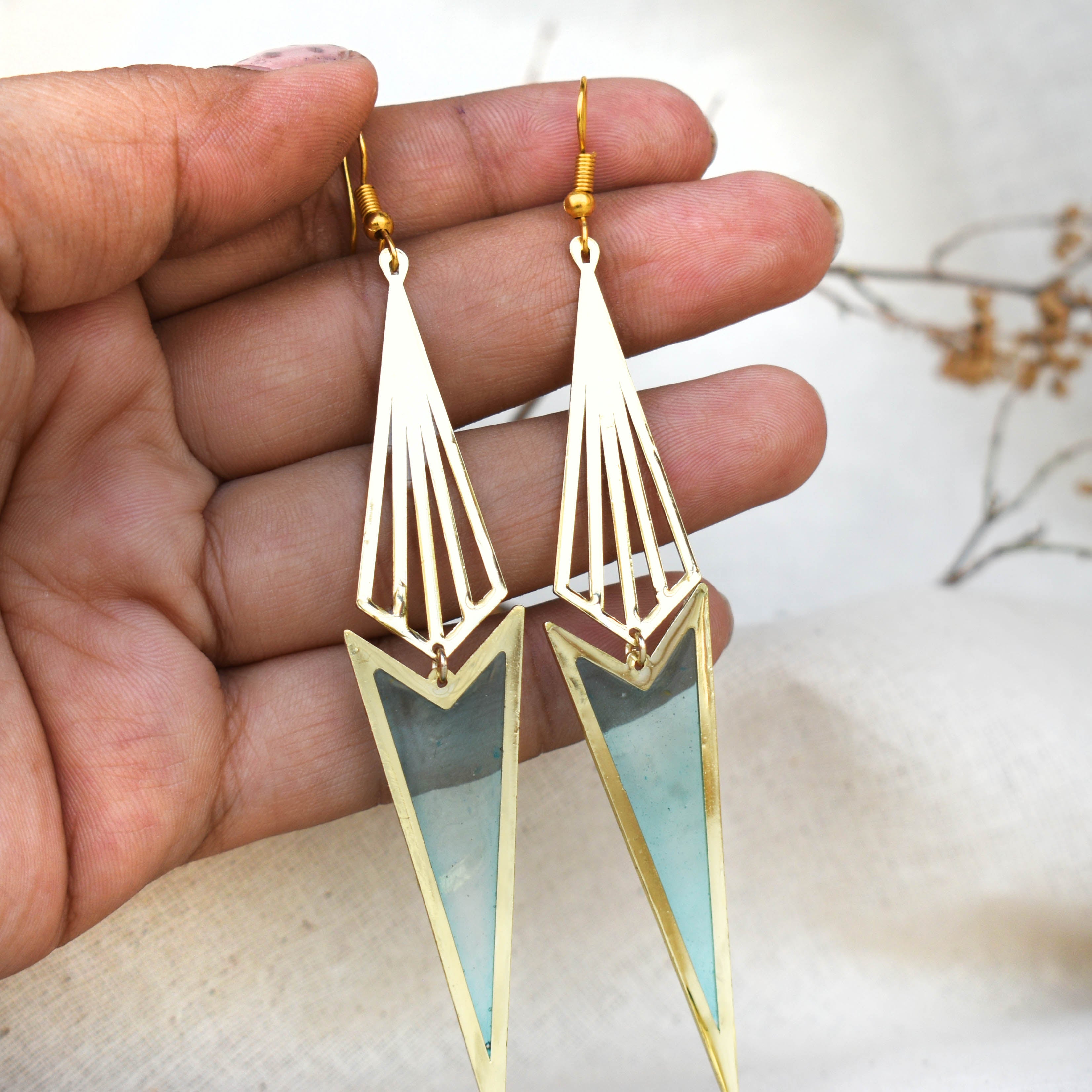 Icicle Blue Resin Earrings