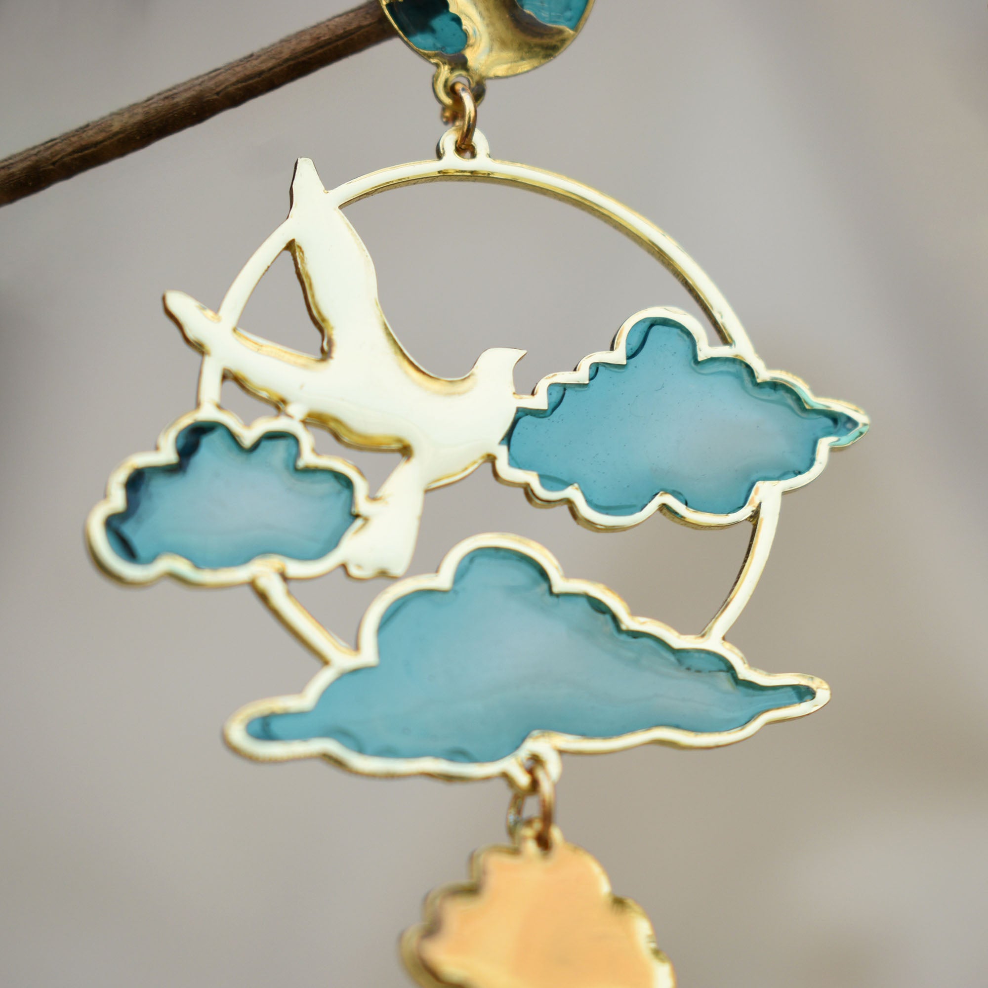 Bird & Sky Blue Resin Earrings