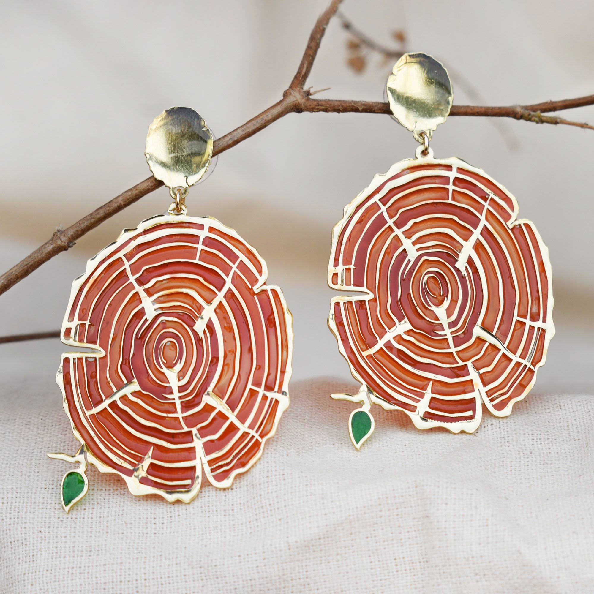 Wooden Bark Resin Earrings