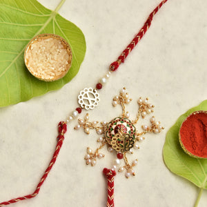 Regal Meenakari Initial Rakhi-Lumba Set