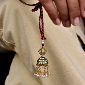 Meenakari Jhumki Pearl Initial Lumba
