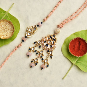 Royal Kundan Pearl Rakhi & Chandbali Lumba Set