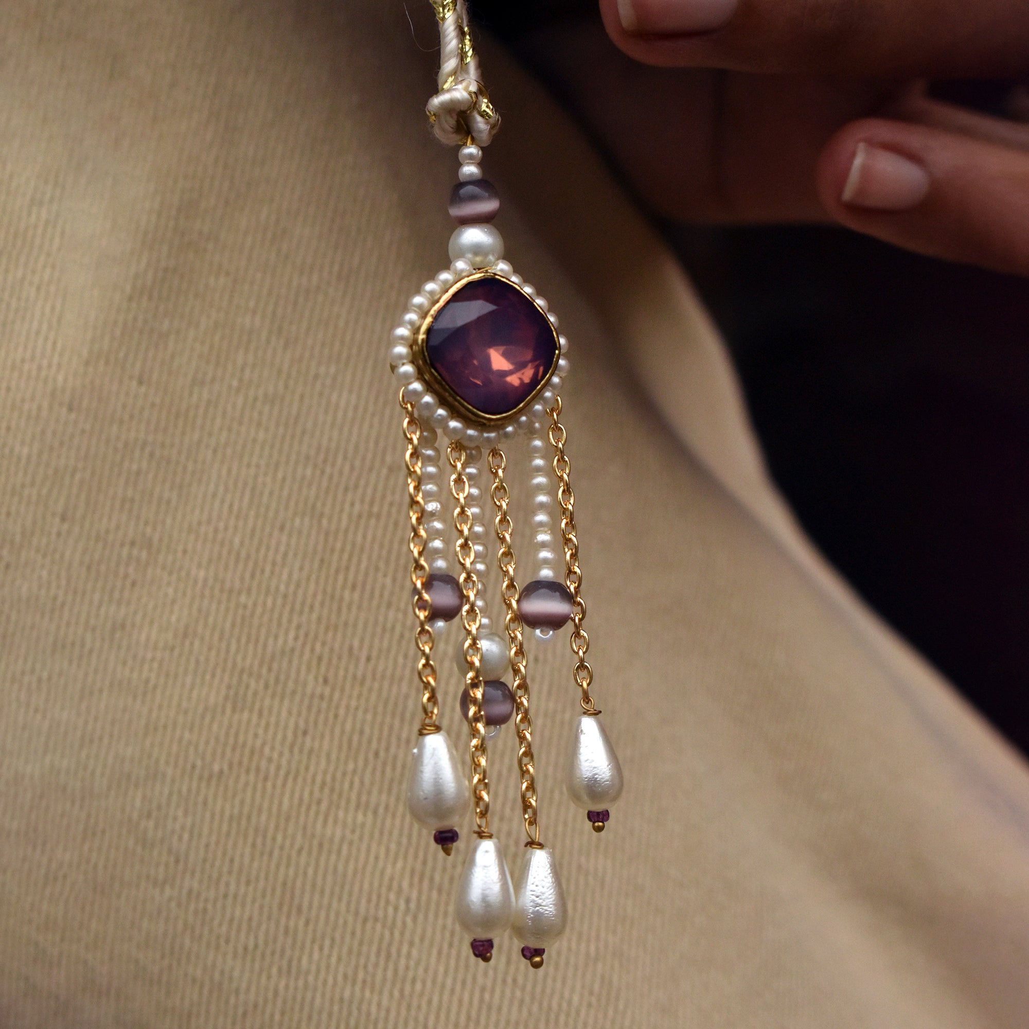 Amethyst Pearl Drop Lumba