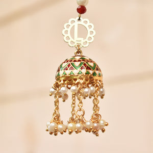 Meenakari Jhumki Pearl Initial Lumba