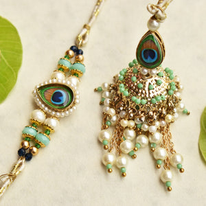 Peacock Glory Rakhi & Jhoomar Lumba Set