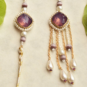 Royal Amethyst Pearl Rakhi-Lumba Set
