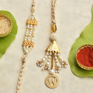 Pearl Majesty Personalised Rakhi-Lumba Set