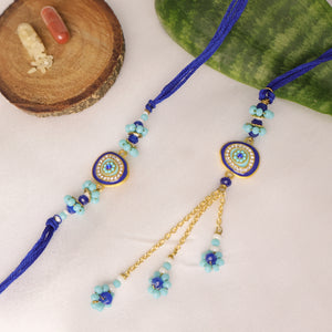 Blue Evil Eye Rakhi & Lumba Set