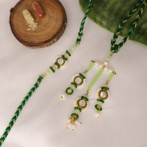 Emerald Pearl Rakhi & Lumba Set