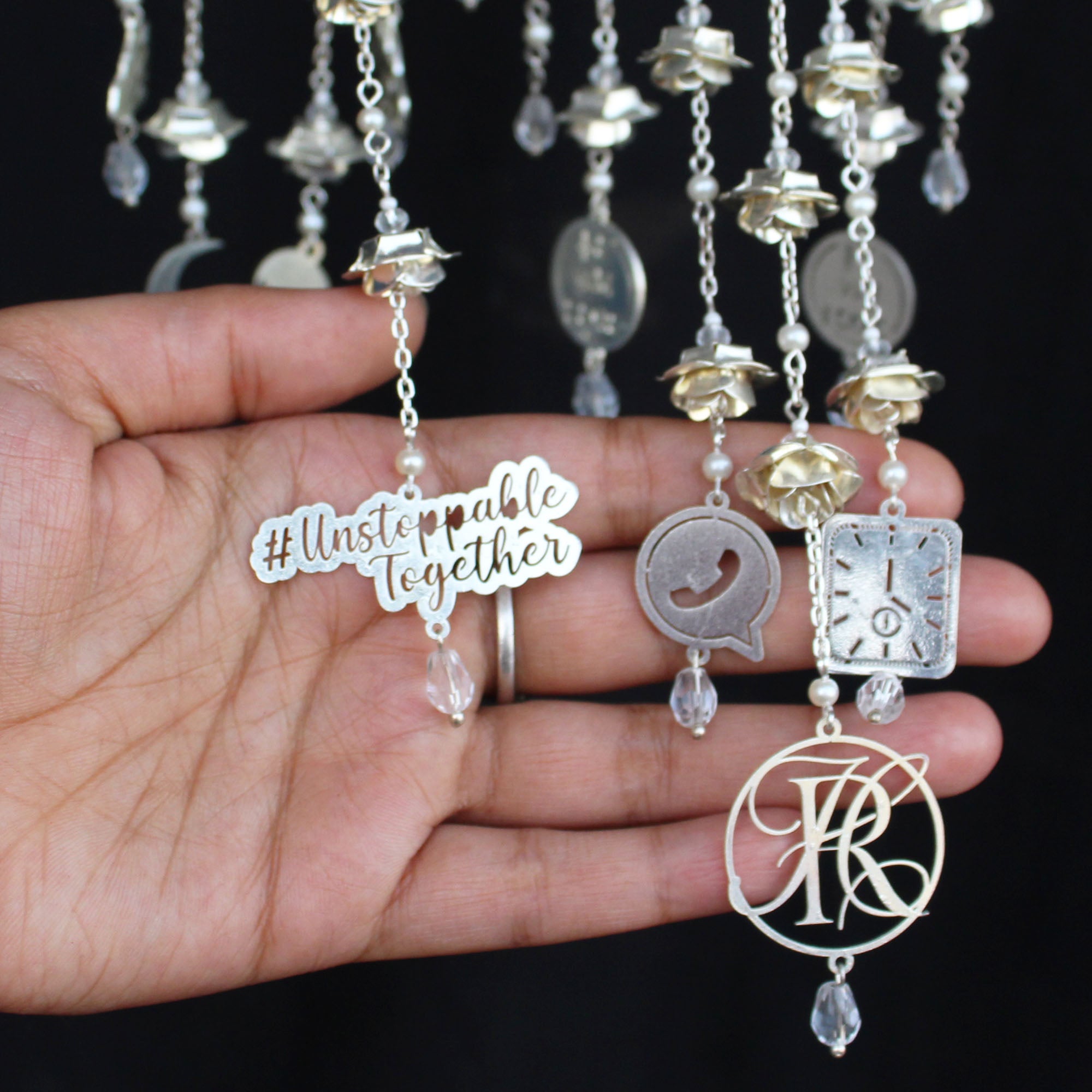 Personalised Charms Bangle Flower Silver Kaleere