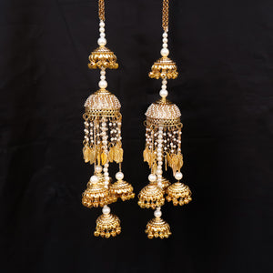 Gold Plated Long Pearl Chain Kaleere Set