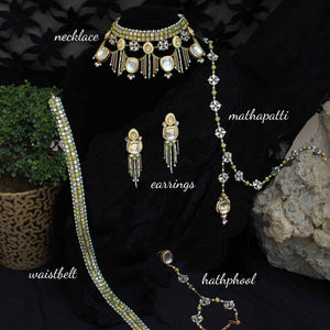 Minty Winty Full Set With Necklace, Earrings, Hathphool, Maangtikka & Waistbelt - BeAbhika.com