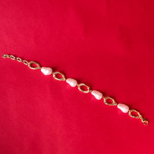 Set Of 4 Adjustable Personalised Pearl Charm Bracelet Stack With 2 Adjustable Ring