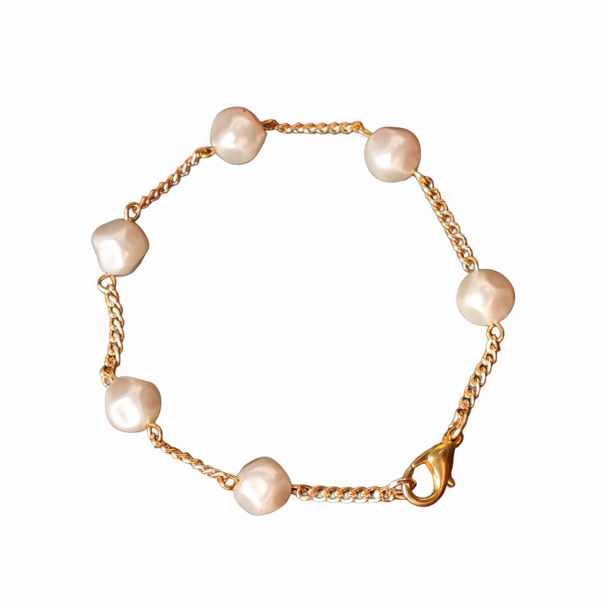 Set Of 4 Adjustable Personalised Pearl Charm Bracelet Stack With 2 Adjustable Ring