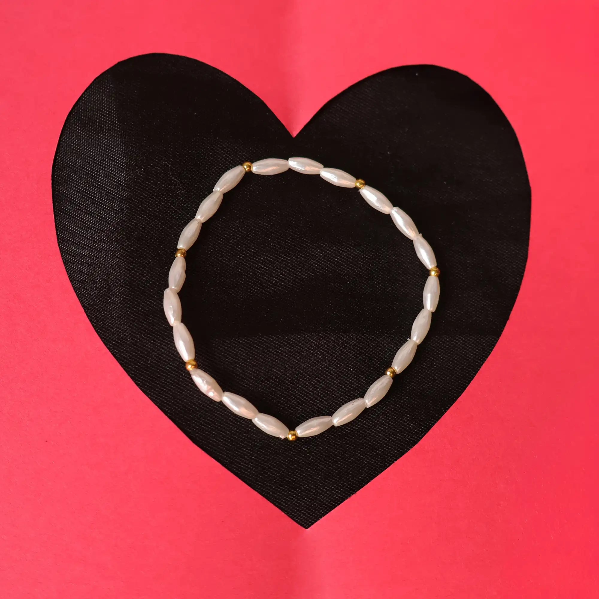 Set Of 4 Adjustable Personalised Pearl Charm Bracelet Stack With 2 Adjustable Ring