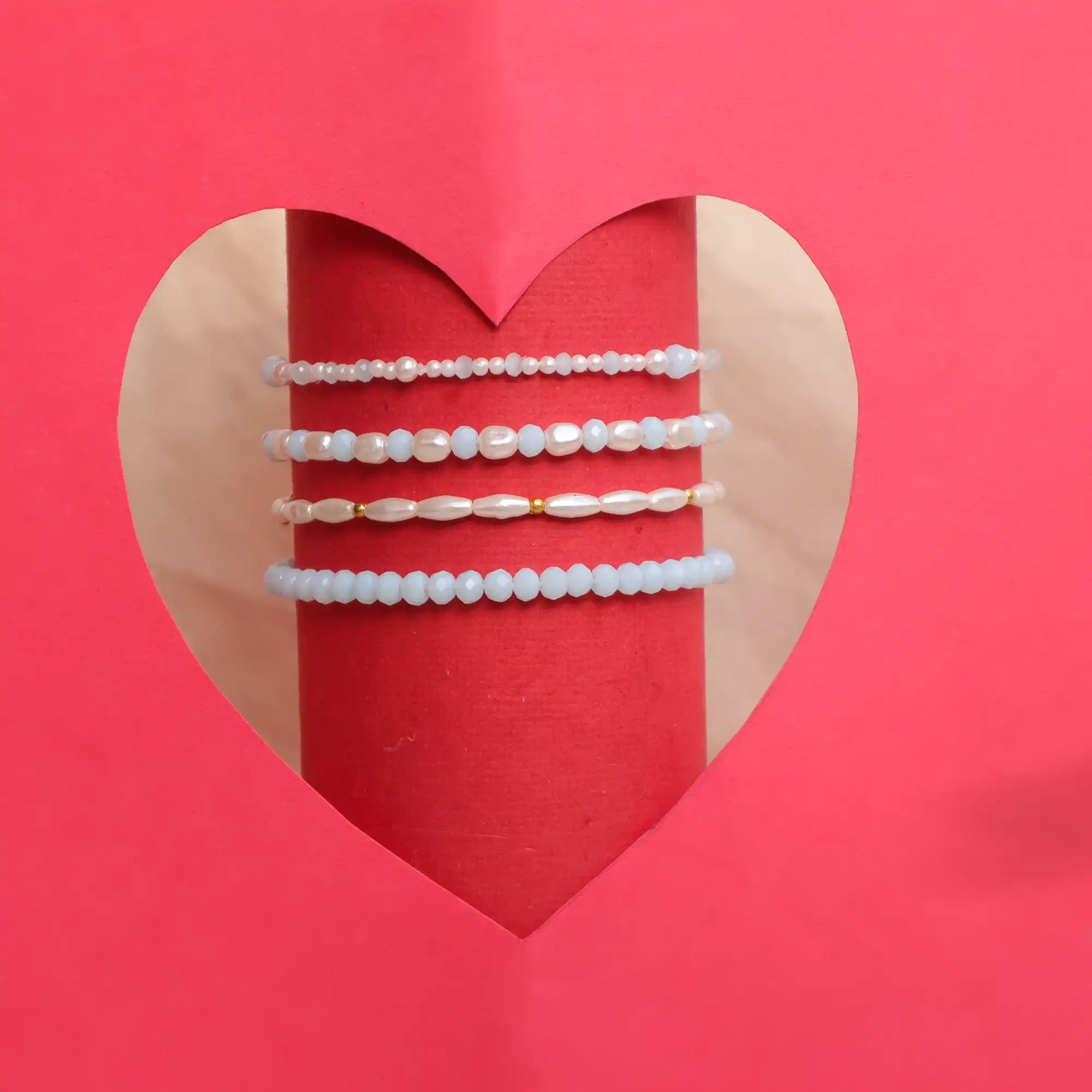 All about Love Charm 4 Adjustable Bracelet Stack With 2 Adjustable Rings