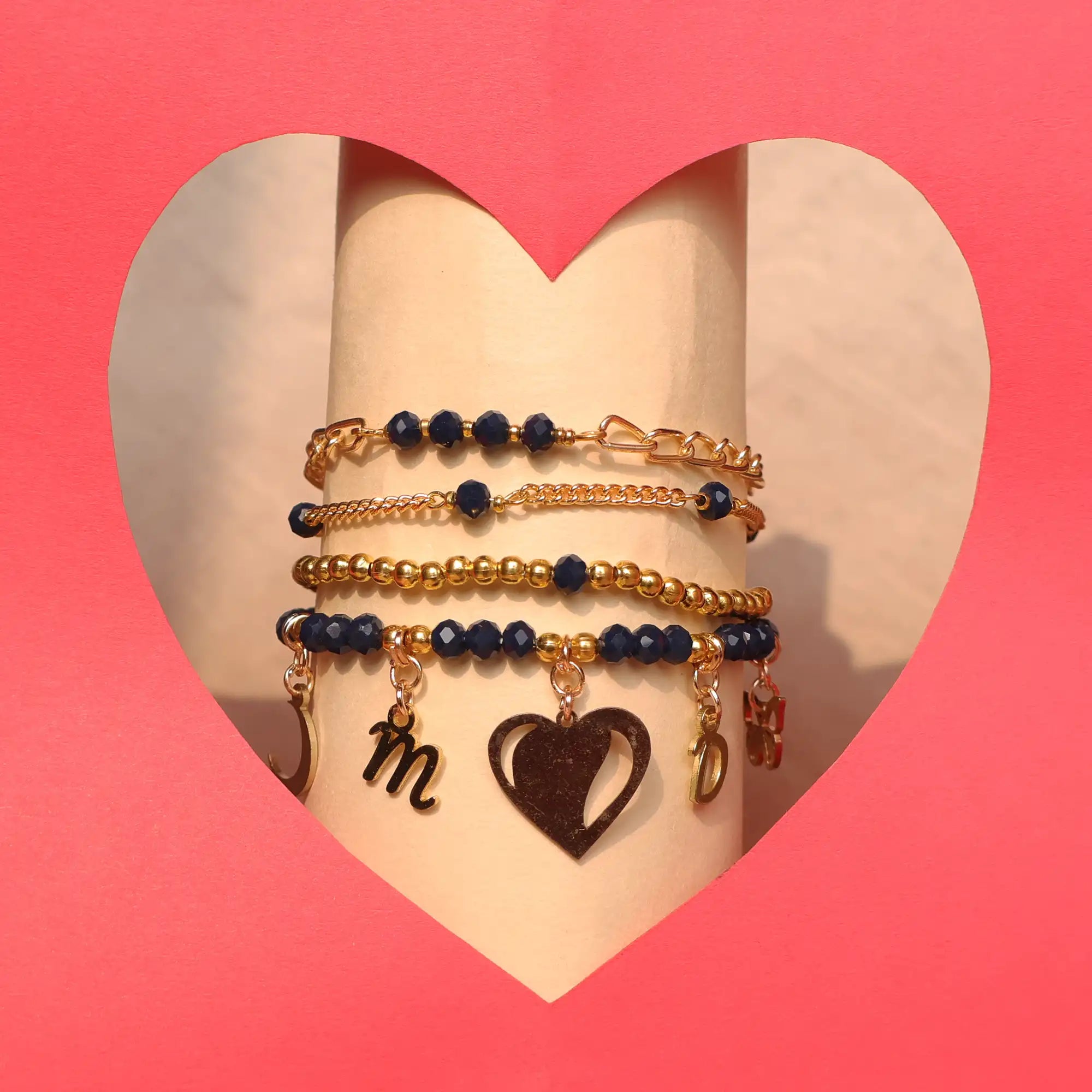 Valentine Charm Stack Bracelet - Set Of 4