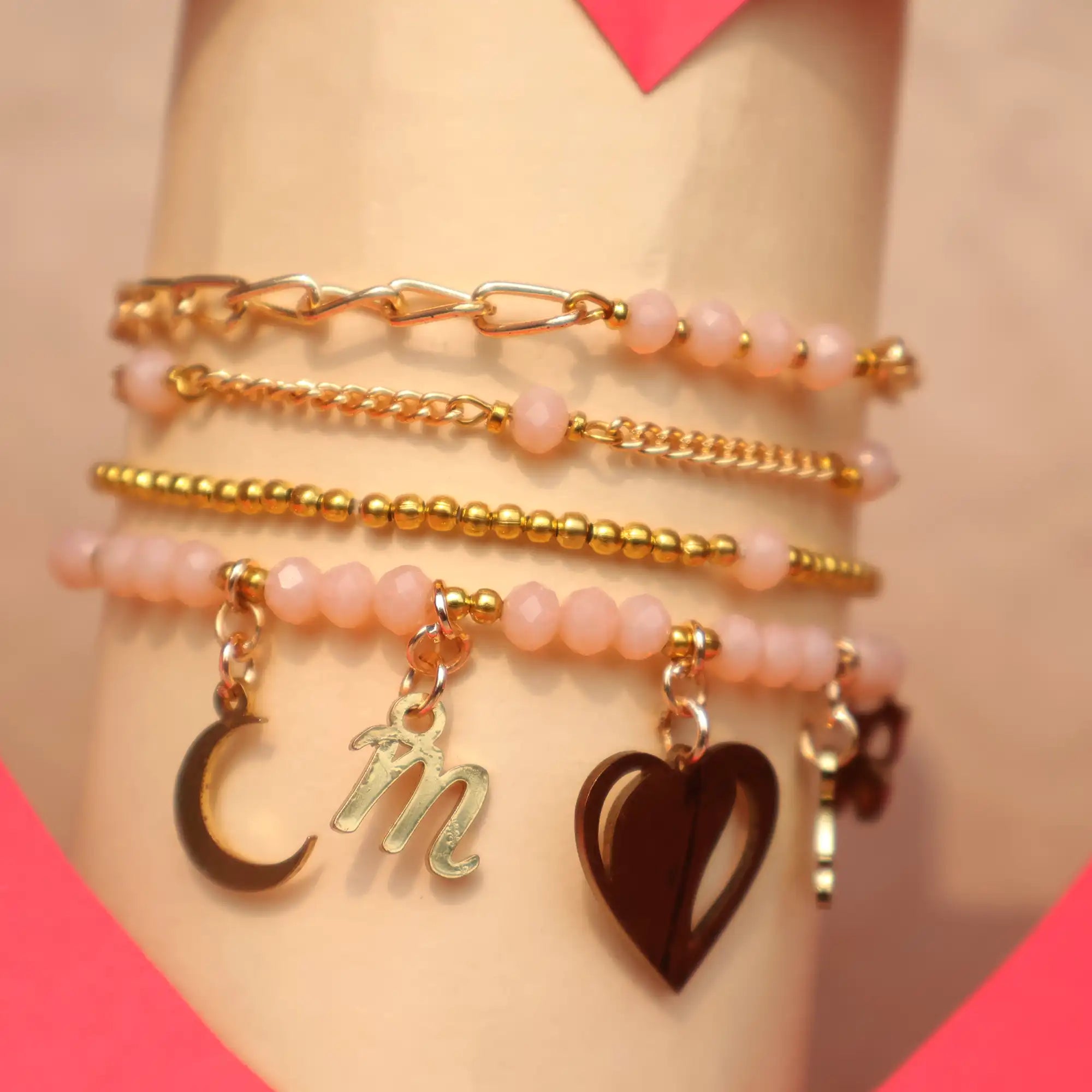 Valentine Charm Stack Bracelet - Set Of 4