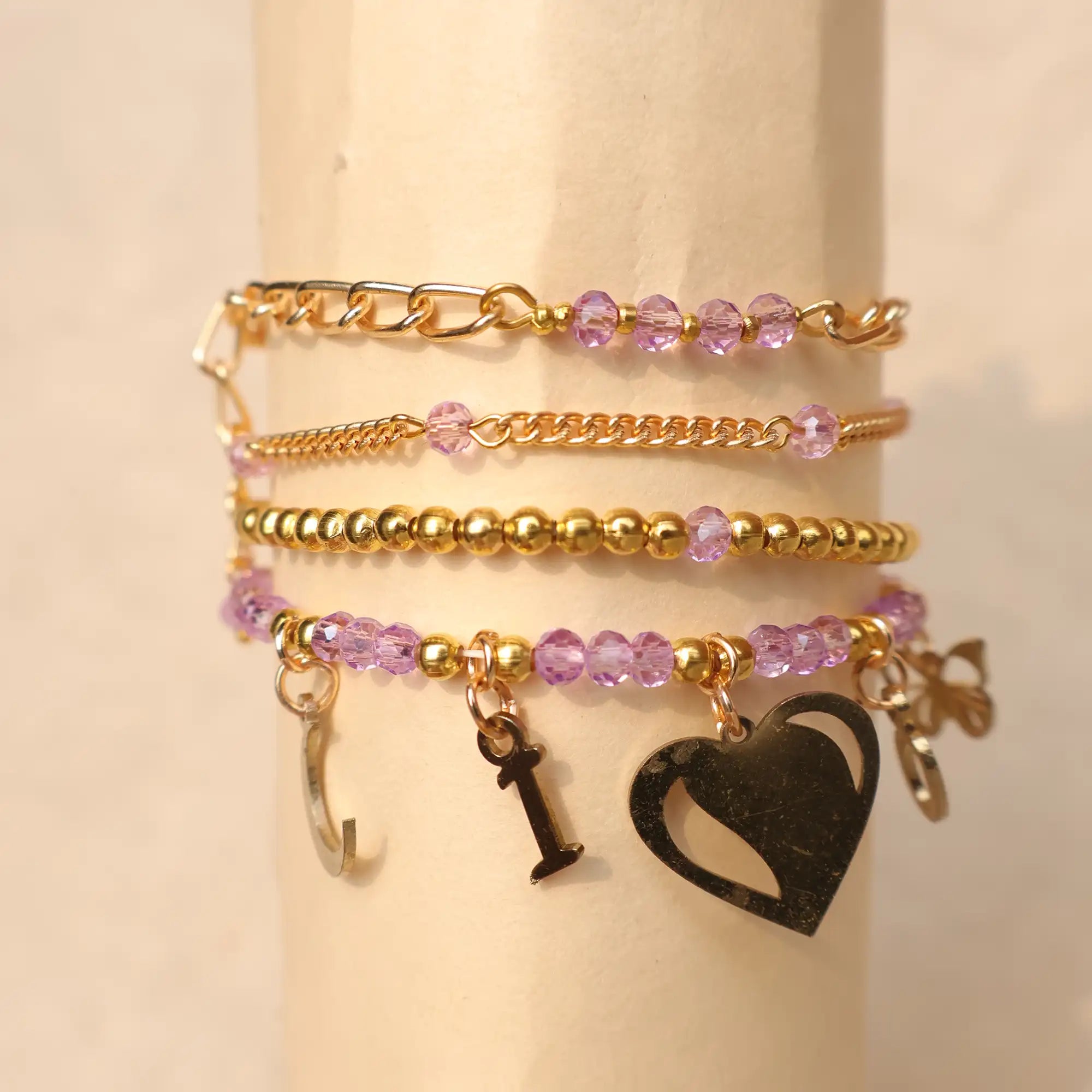 Valentine Charm Stack Bracelet - Set Of 4