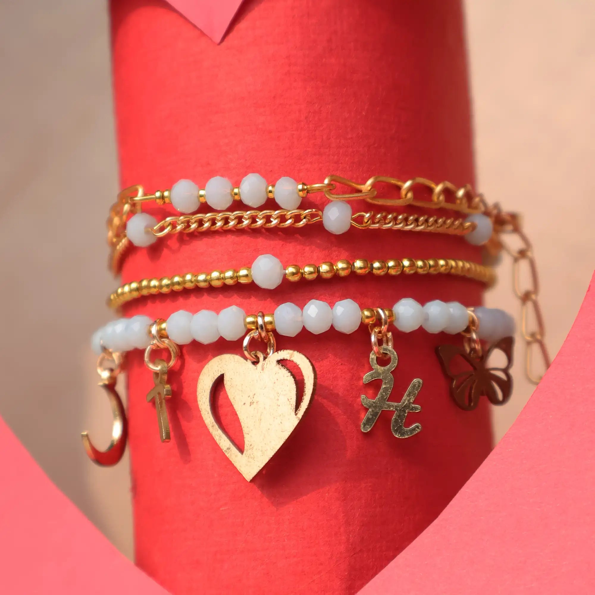 Valentine Charm Stack Bracelet - Set Of 4